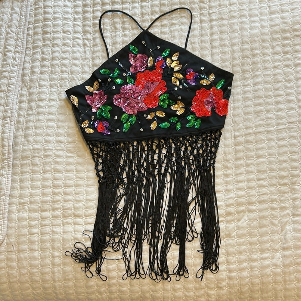 Nasty Gal sequined Fringe Top